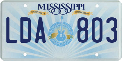 MS license plate LDA803