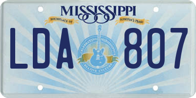 MS license plate LDA807