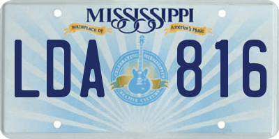 MS license plate LDA816