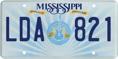 MS license plate LDA821