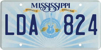 MS license plate LDA824