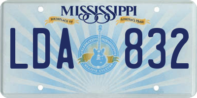 MS license plate LDA832