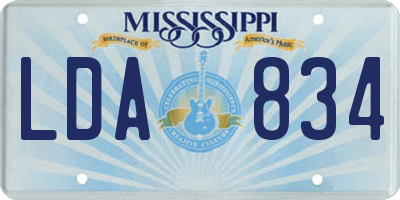 MS license plate LDA834