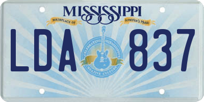 MS license plate LDA837
