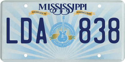MS license plate LDA838