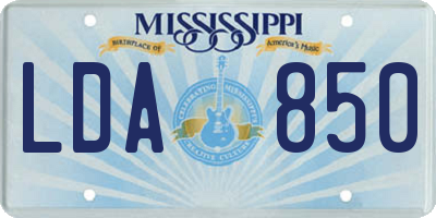 MS license plate LDA850