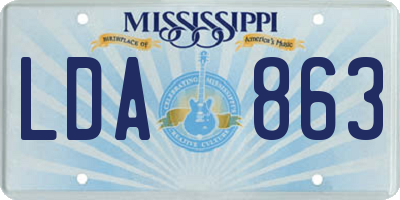 MS license plate LDA863