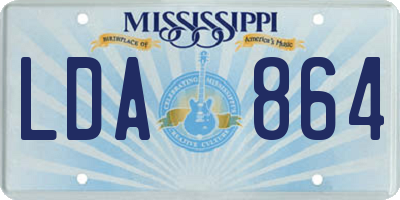 MS license plate LDA864