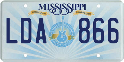 MS license plate LDA866