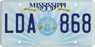 MS license plate LDA868
