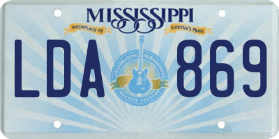 MS license plate LDA869