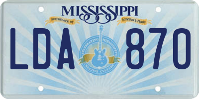 MS license plate LDA870