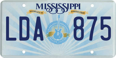 MS license plate LDA875