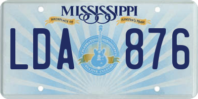 MS license plate LDA876