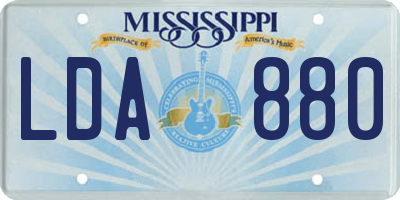 MS license plate LDA880