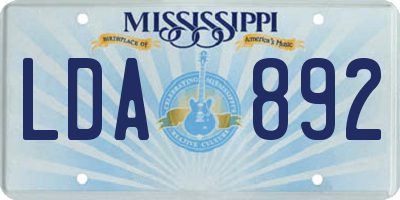 MS license plate LDA892