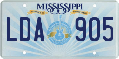 MS license plate LDA905