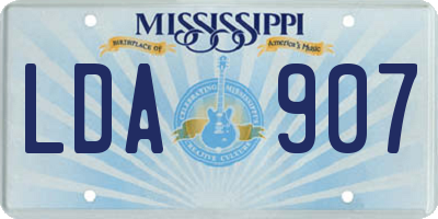 MS license plate LDA907