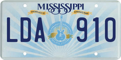 MS license plate LDA910