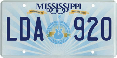 MS license plate LDA920