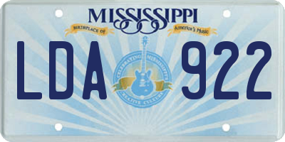 MS license plate LDA922