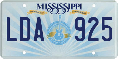 MS license plate LDA925