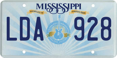 MS license plate LDA928