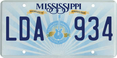 MS license plate LDA934