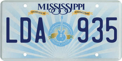 MS license plate LDA935