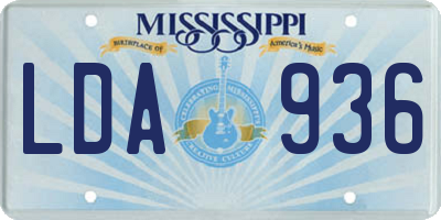 MS license plate LDA936