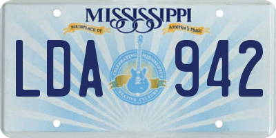 MS license plate LDA942