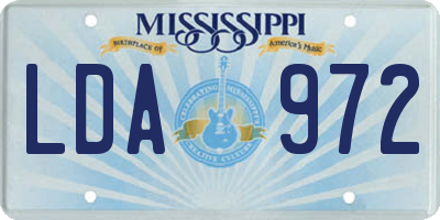 MS license plate LDA972