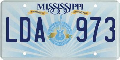 MS license plate LDA973