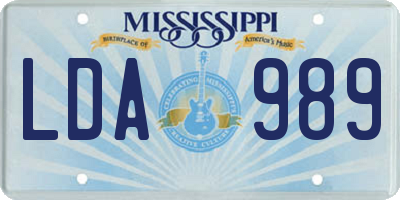 MS license plate LDA989