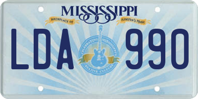 MS license plate LDA990