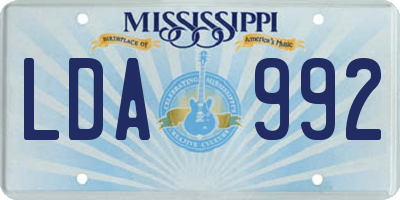 MS license plate LDA992
