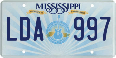 MS license plate LDA997