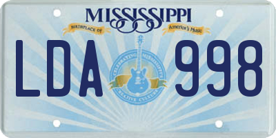 MS license plate LDA998