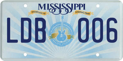 MS license plate LDB006