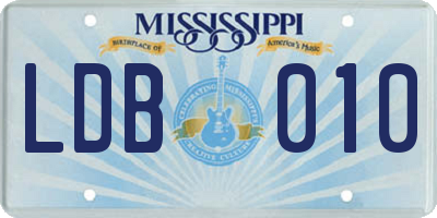 MS license plate LDB010