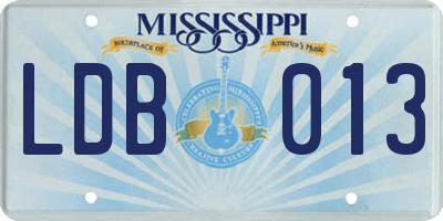 MS license plate LDB013