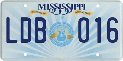 MS license plate LDB016