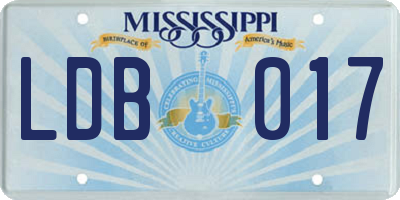 MS license plate LDB017