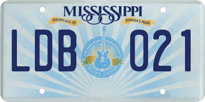 MS license plate LDB021