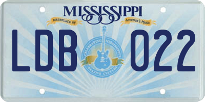 MS license plate LDB022