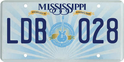 MS license plate LDB028