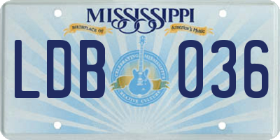 MS license plate LDB036