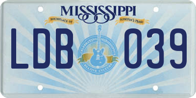 MS license plate LDB039