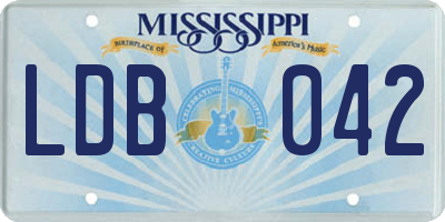 MS license plate LDB042