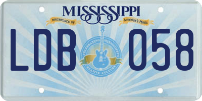 MS license plate LDB058